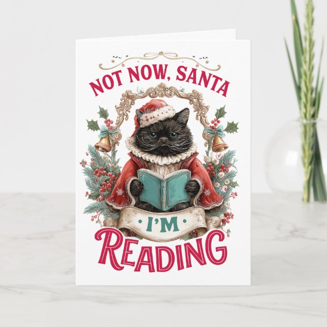 Cartão De Festividades Not Now Santa I'm Reading  (Frente)