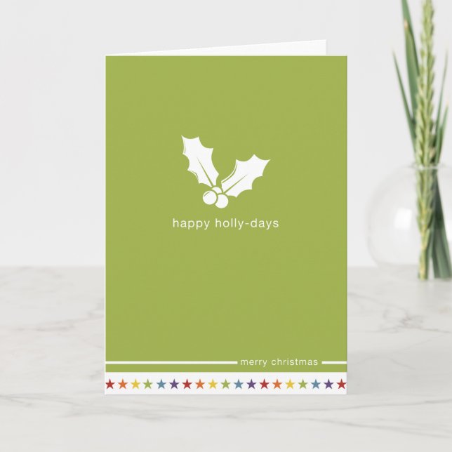 Cartão De Festividades Not Straight Design 'Happy Holly-Days' Card (Frente)