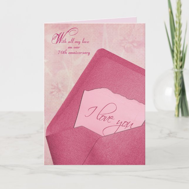 Cartão De Festividades nota de aniversário de 70 casamento no envelope (Frente)