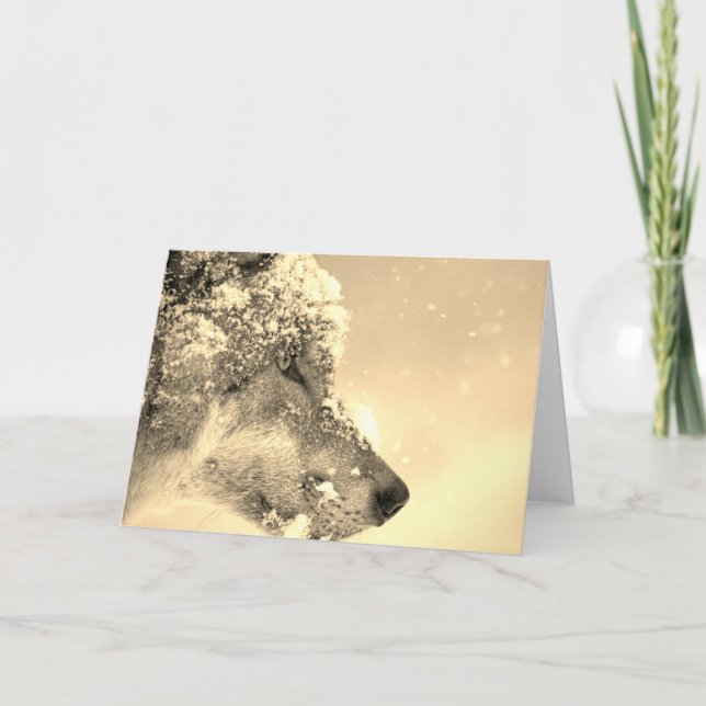 CARTÃO DE FESTIVIDADES NOTECARD COM WOLF NA NEVE (Frente)