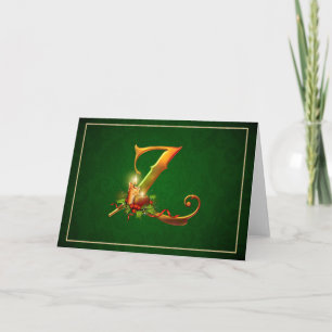 Cartão De Festividades Notecard de Natal Elegante Z Monograma Inicial