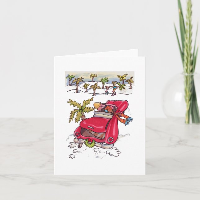Cartão De Festividades Notecard Flamingo Tree Holiday (Frente)