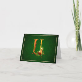 Cartão De Festividades Notecard Natal brilhando velas luminosas iniciais 