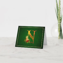 Cartão De Festividades Notecard Natal brilhando velas luminosas iniciais 