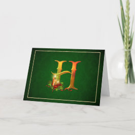 Cartão De Festividades Notecard Natal brilhando velas luminosas iniciais 