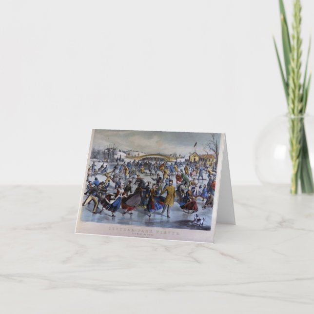Cartão De Festividades Notecards Ives Skating Pond (Frente)