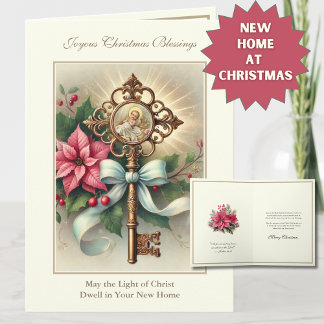 Cartão De Festividades Nova Casa na Religião Floral de Natal