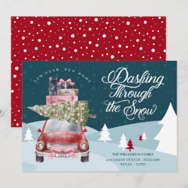 Cartão De Festividades Nova Casa - Nova Neve - Vermelha Neve - Aquarela