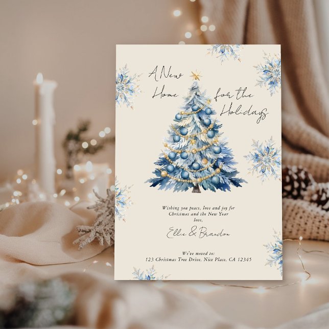 Cartão De Festividades Nova casa para a mudança de Natal nas Férias (New Home for the Holidays card from the Holiday Moving Announcements Collection 
by Darling & May)