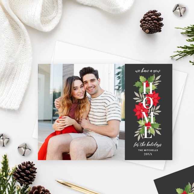 Cartão De Festividades Nova Casa para Cinza Feriados Fotografia Movimenta (Criador carregado)