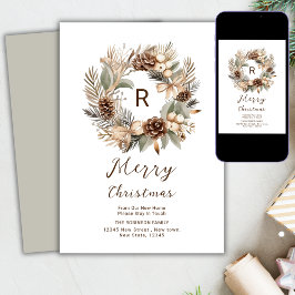 Cartão De Festividades Nova Casa Para Os Feriados Pinecone Winter Wreath