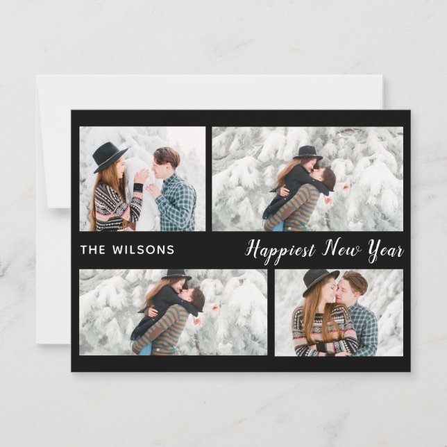 Cartão De Festividades nova e mais feliz ano de produção de fotos moderna (Frente)