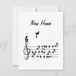Cartão De Festividades Nova Harmonia em Casa: Pássaro Musical com Casa e 