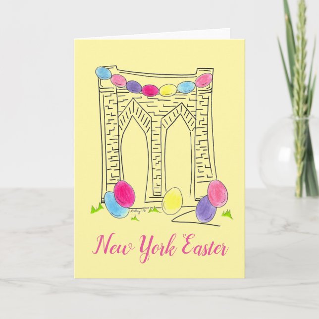 Cartão De Festividades Nova Iorque Páscoa Brooklyn Bridge Egg Hunt NYC (Frente)