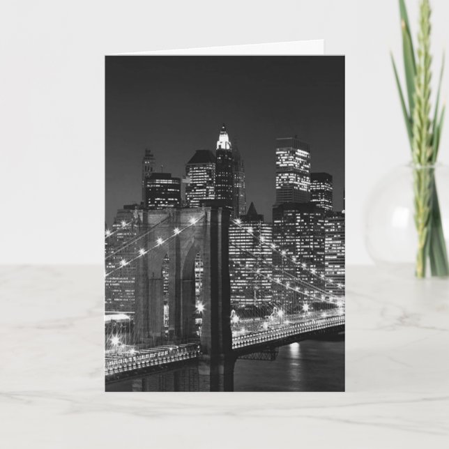 Cartão De Festividades Nova Iorque preta & branca (Frente)