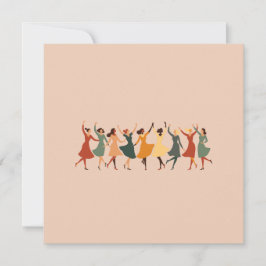 Cartão De Festividades Nove Senhoras Dançando Corte Retro de Meados do Sé