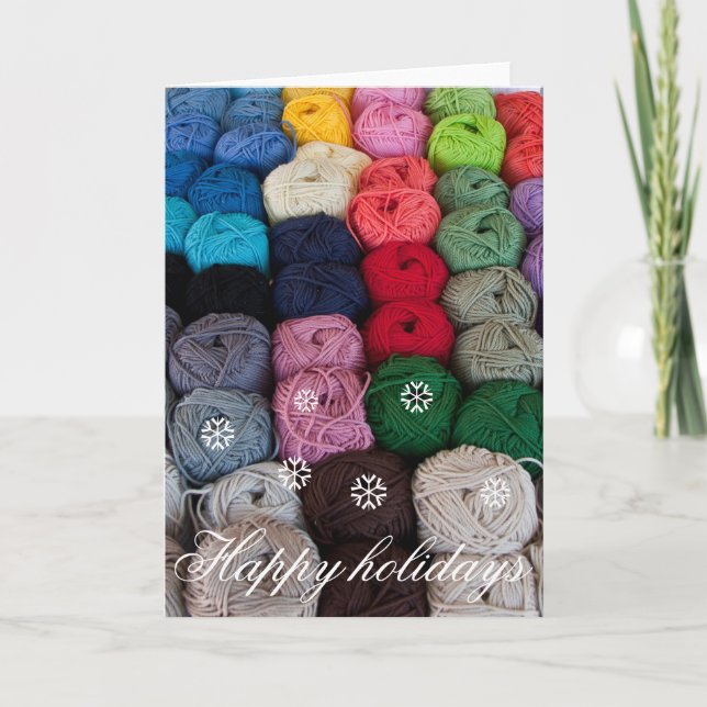 Cartão De Festividades Novelos de fios de férias (Frente)