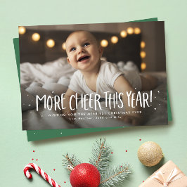 Cartão De Festividades Novo bebê duas fotos verde Natal
