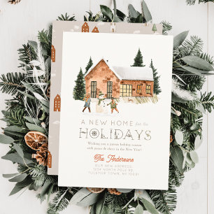 Cartão De Festividades Novo Brick House Snowman Winterscape Natal