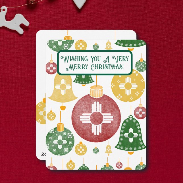 Cartão De Festividades Novo México Enfeites de natal Zia Red Green Blue (Criador carregado)