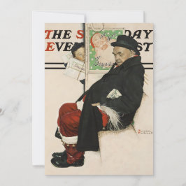 Cartão De Festividades Novo Papai Noel num Trem Norman Rockwell O Sábado
