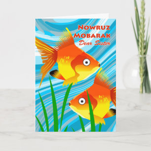 Cartão De Festividades Nowruz Mobarak, Ano Novo Persa, Para Irmã, Peixe
