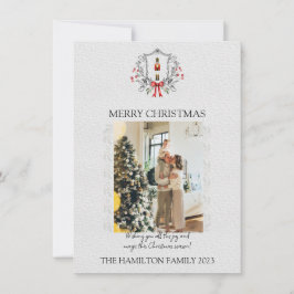 Cartão De Festividades Noz-cracker de Natal Holly Frame com Foto