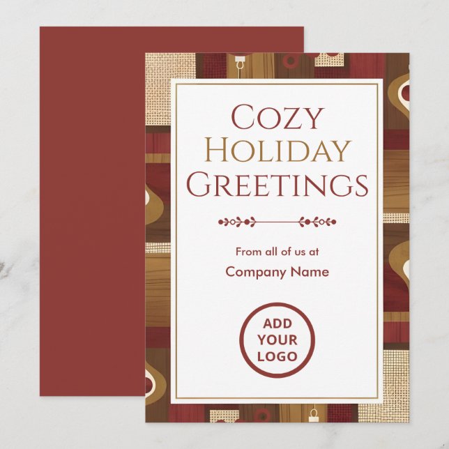 Cartão De Festividades Noz e Cranberry Retro | Pacote de Textura Quente (Frente/Verso)