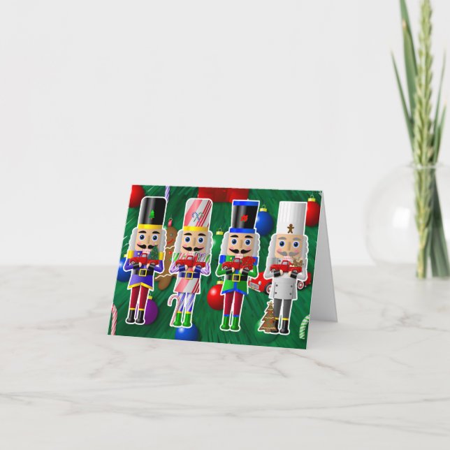 Cartão De Festividades Nozes de Natal com Pequenos Caminhões Vermelhos (Frente)