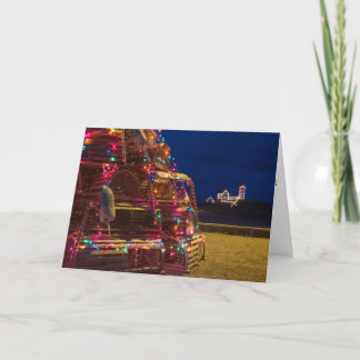 Cartão De Festividades Nubble Light Decorated At Night