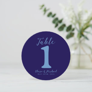 Cartão De Festividades Número de Mesa de Casamento Azul Costeira Simples