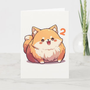 Cartão De Festividades Número Dois Cachorro Anime Engraçado