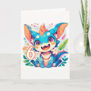 Cartão De Festividades Número Seis Dragão Anime Fofo