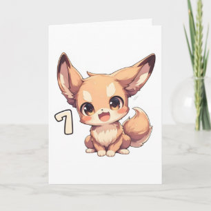 Cartão De Festividades Número Sete Anime Animal Fofo