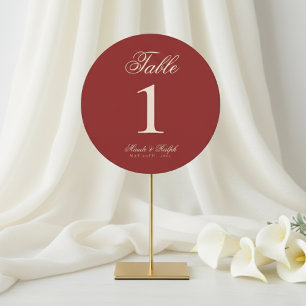 Cartão De Festividades Números de Mesa de Casamento Simples Vermelho Ousa