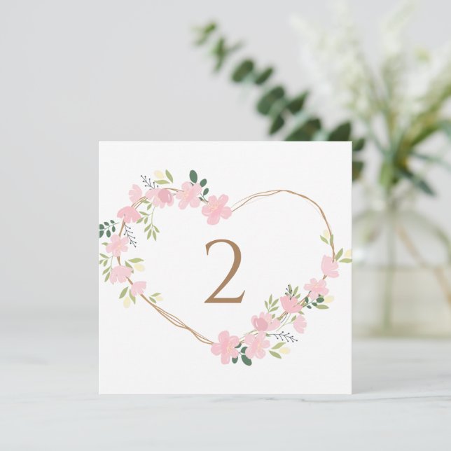 Cartão De Festividades Números de tabela borda floral (Em pé/Frente)