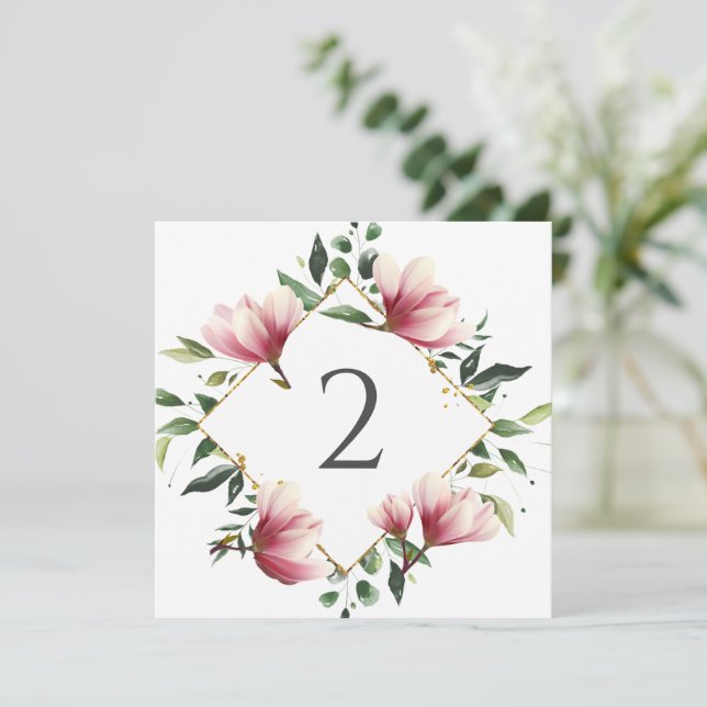 Cartão De Festividades Números de tabela borda floral (Em pé/Frente)