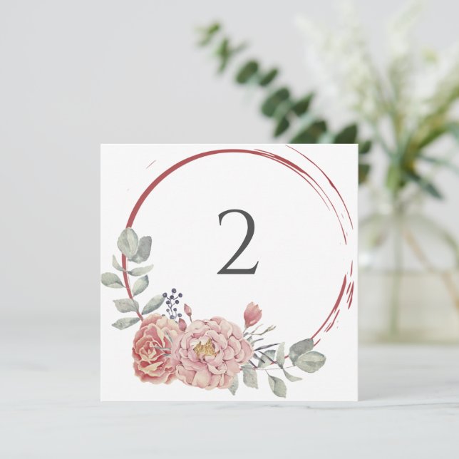 Cartão De Festividades Números de tabela borda floral (Em pé/Frente)