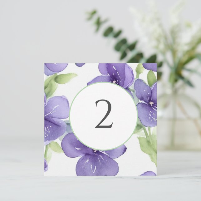 Cartão De Festividades Números de tabela borda floral (Em pé/Frente)