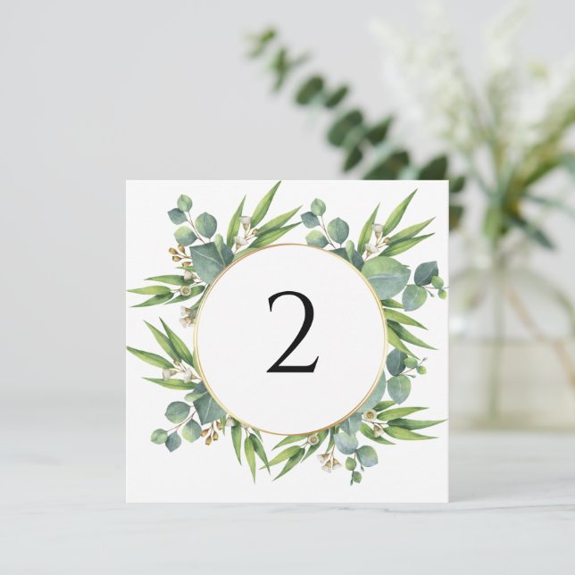 Cartão De Festividades Números de tabela borda floral (Em pé/Frente)