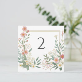 Cartão De Festividades Números de tabela borda floral