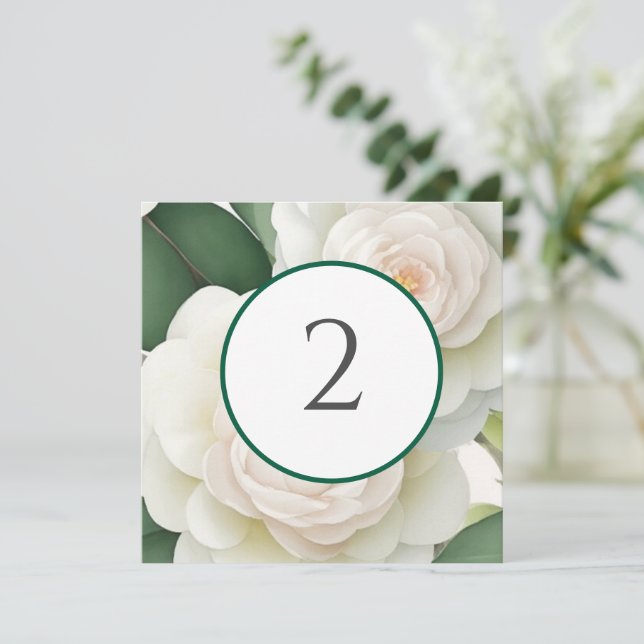 Cartão De Festividades Números de tabela borda floral (Em pé/Frente)