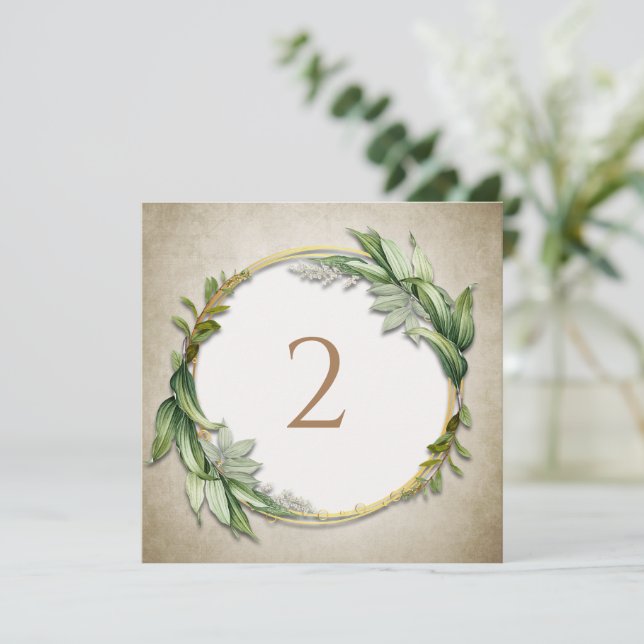 Cartão De Festividades Números de tabela borda floral (Em pé/Frente)