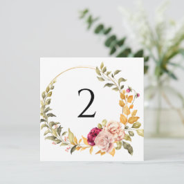 Cartão De Festividades Números de tabela borda floral simples elegante