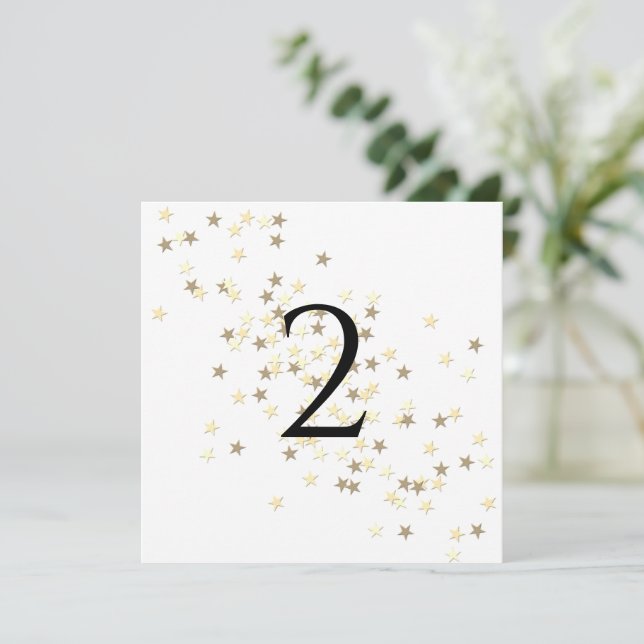 Cartão De Festividades Números de tabela estrelas (Em pé/Frente)