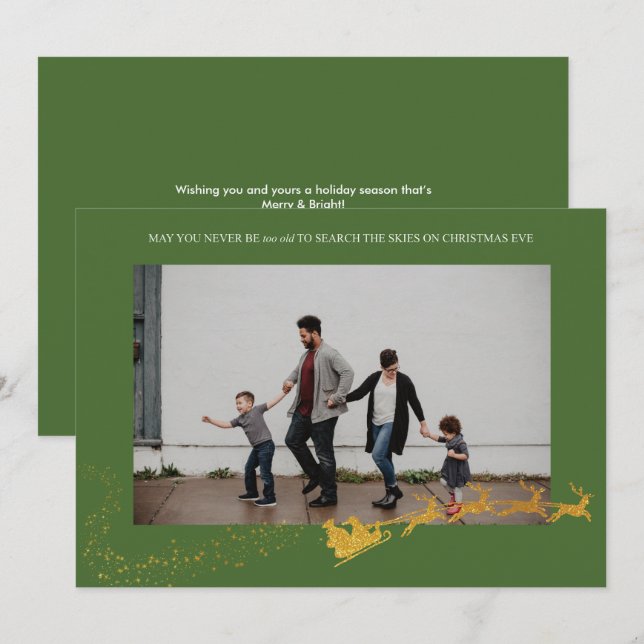 Cartão De Festividades Nunca Velho Verde Falso Dourado Brilho Foto (Frente/Verso)