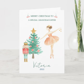 Cartão De Festividades Nutcracker Ballerina neta Natal