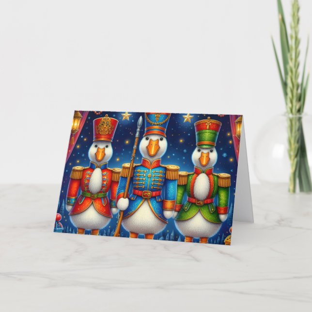Cartão De Festividades Nutcracker Christmas Geese (Frente)