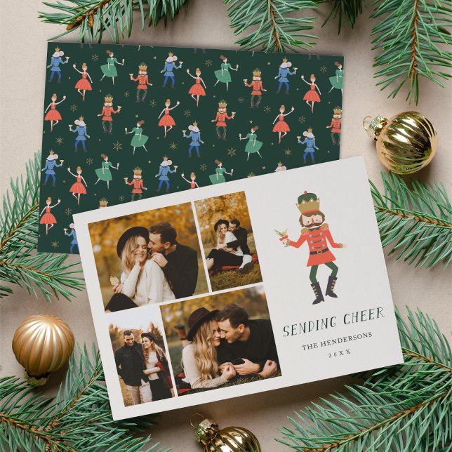 Cartão De Festividades Nutcracker Cocktail "Sending Cheer" Photo Collage (Criador carregado)