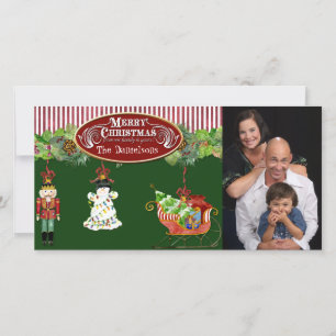 Cartão De Festividades Nutcracker Papais noeis Sleigh Árvore de Natal